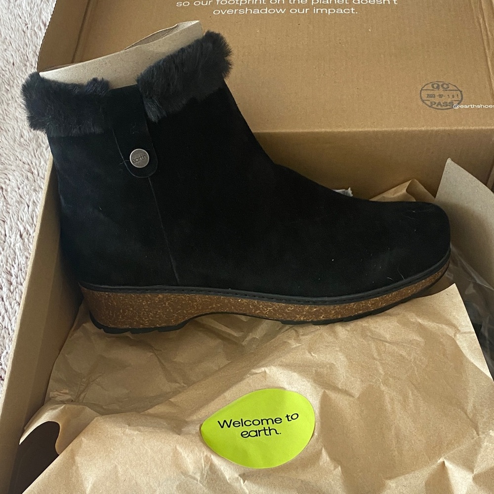 Earth Black Suede Winter Boots